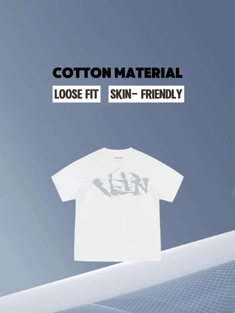Veidoorn Short-Sleeved T-Shirt Men Women Loose Fit Breathable Round Neck T-Shirt Cotton Tee