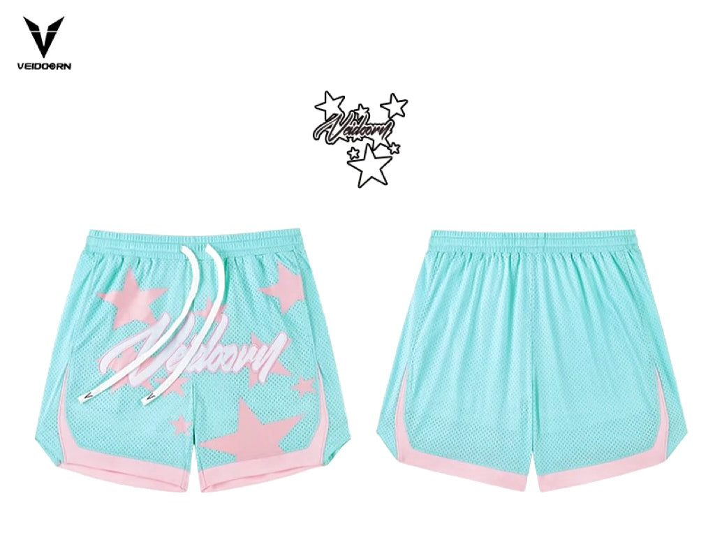 Veidoorn 'Starry' Basketball Running Workout Sports Shorts with Breathable Materials