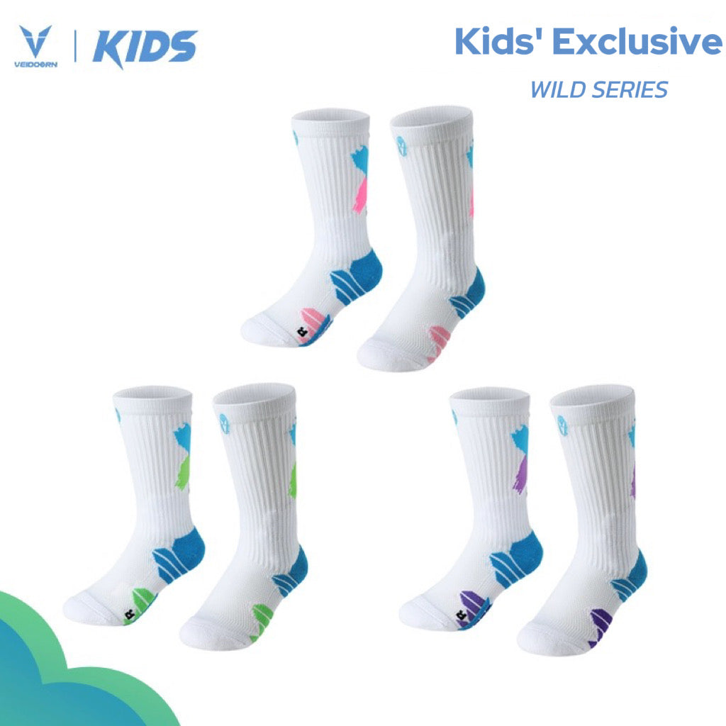 Veidoorn Kids Basketball Socks with Colourful Design and High-Quality Materials