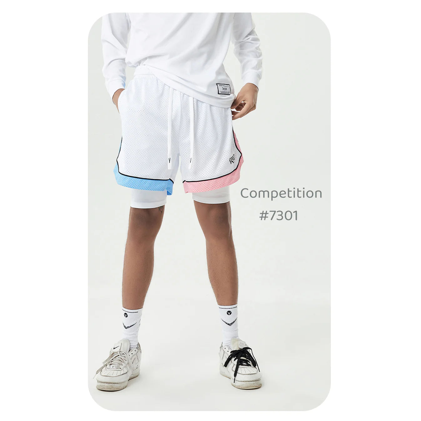 Veidoorn Summer 2 in 1 Set Basketball Shorts with Sports Compression Tight