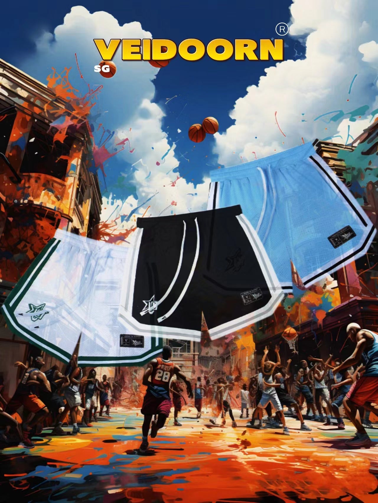 Veidoorn Sports Shorts Men Gym Basketball Running Quick Dry Fitness Shorts with Breathable Material